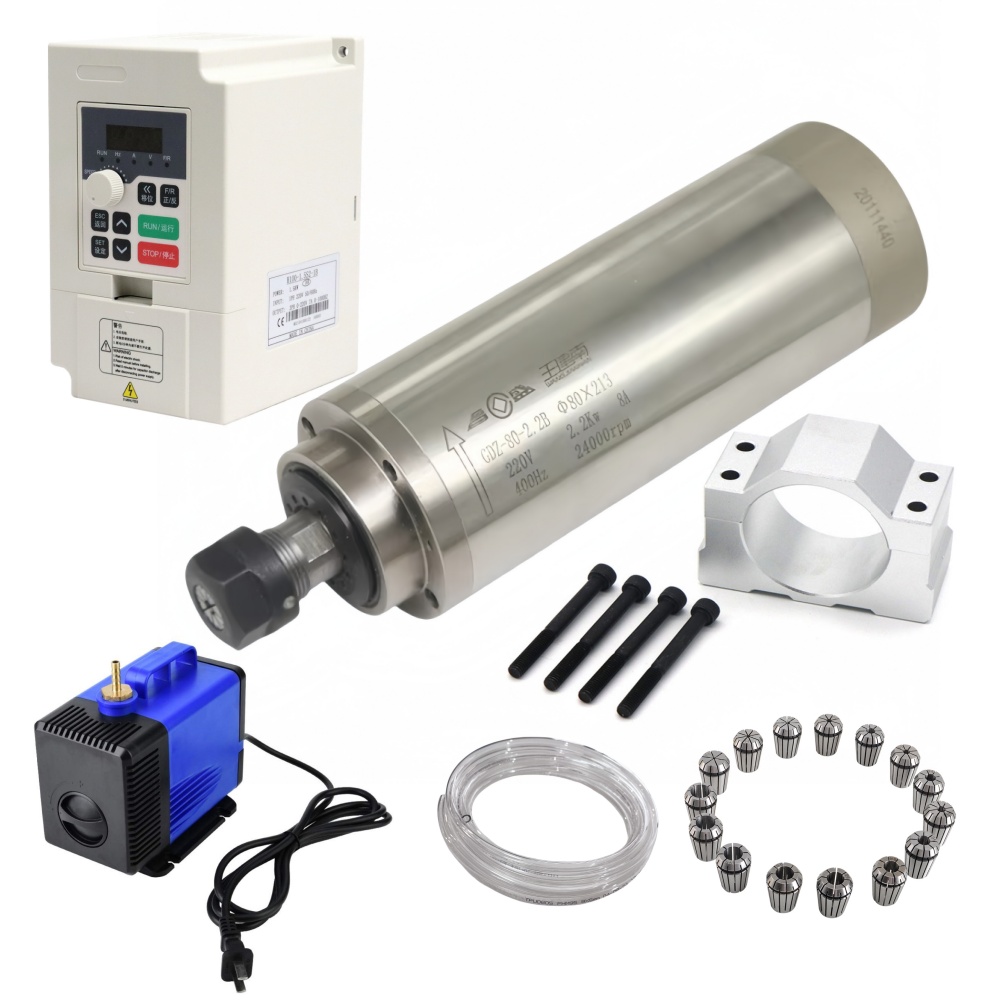GDZ-80-2.2B طقم محرك مغزلي CNC - مراجعة 2.2Kw Water Cooled Spindle Kit Vfd وسعره