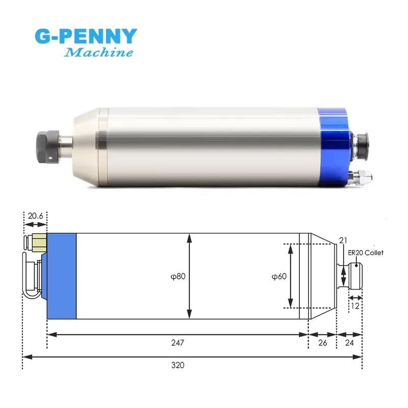 مجموعة عمود دوران مبرد بالماء  - مراجعة 2.2Kw Water Cooled Spindle Kit Vfd وسعره