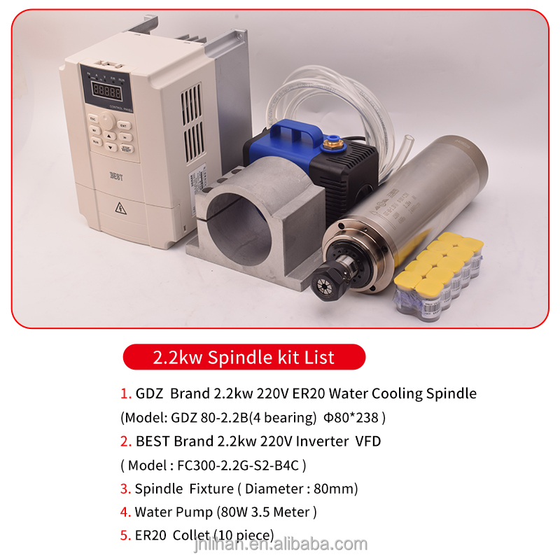 مجموعة محرك العاكس VFD، محرك م - مراجعة 2.2Kw Water Cooled Spindle Kit Vfd وسعره